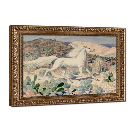 Toile Cactus et cheval blanc pour sublimer votre décoration murale de chambre