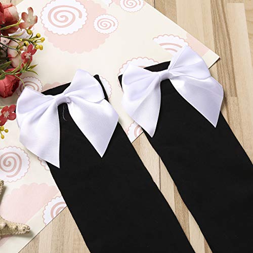 Image of Honganda Sexy Women's Thigh High Stockings, Over Knee Lace Top Sheer Stockings with Satin Bows Leg Thigh Socks for Women