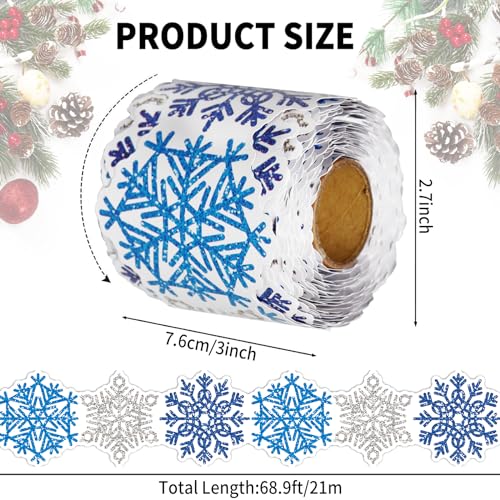 68.9 Feet Winter Snowflake Bulletin Board Borders, Shine Scalloped Borders Bulletin Board Border Decorative,Snowflake Rolled Border Trim,for Classroom Decoration Strips Chalkboard Wall Decor