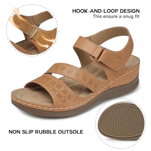 Image of SHIBEVER Women's Wedge Sandals Comfortable: Summer Dressy Walking Platform