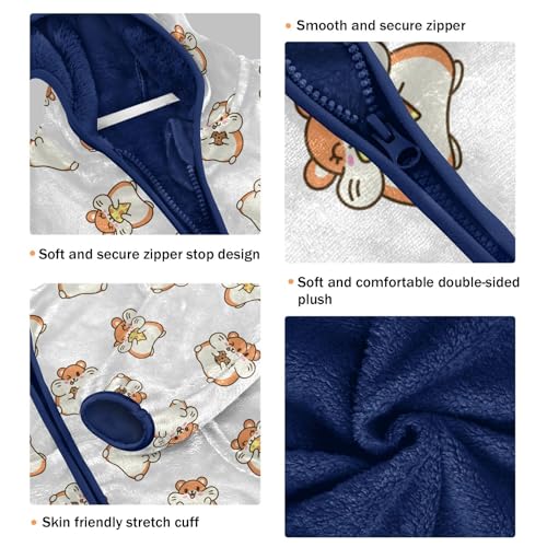 Cute Kawaii Hamster Girls Fleece Jacket Girls Fall Jacket Girls Zip Up Hoodie Girls Sherpa Jacket 2-10T3