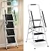 Escalera Plegable de 4 escalones con barandilla, Taburete Portátil de Acero, Antideslizantes, admite hasta 150 kg, para Cocinas, Casa, Exteriores, Adultos