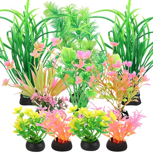YARVPUV 11 unidades para decoración de acuario, plantas de acuario, plantas de plástico, accesorios de decoración de acuario, tortuga, decoración para el hogar, jardín, estanque, piscina, acuario