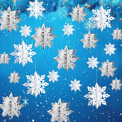 Image of Snowflake Decorations, Paper Christmas Hanging Decor Indoor, 24-Pc
