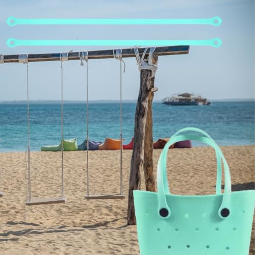 Image of Replacement Straps with 8 Buttons for Original L /XL Bogg Bag, Replacement Handles for Rubber Beach Bag, EVA Bag Strap Replacement, Bogg Beach Bag Repair Kit (Mint Chip)