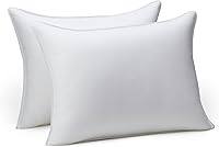 Amazon Basics Down Alternative Pillows for Stomach & Back Sleepers - Soft Density, Standard Size Pack of 2, 26x20 White