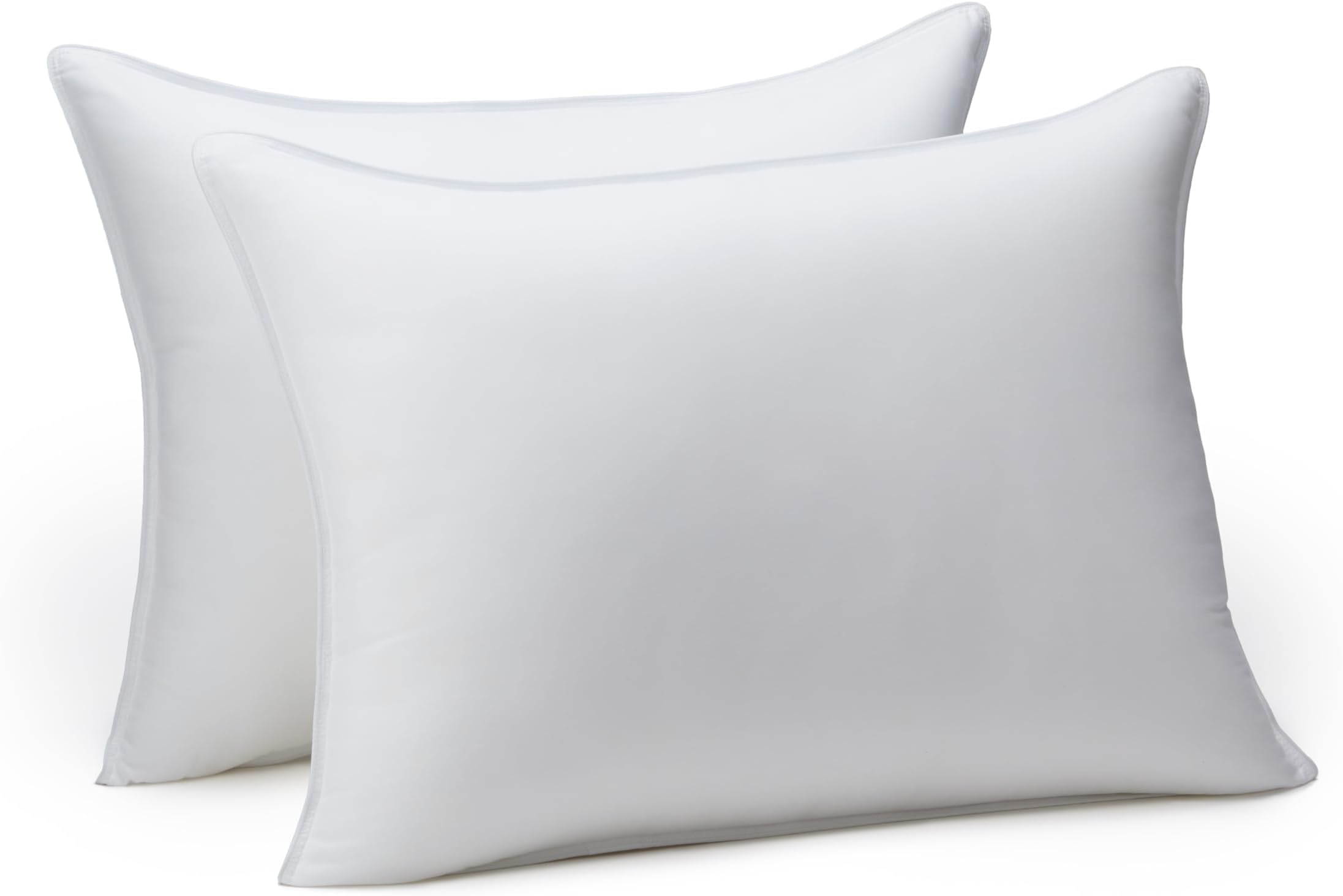 Amazon Basics Down Alternative Pillows for Stomach and Back Sleepers, Soft Density, Standard Size 26" x 20", White, 2-Pack