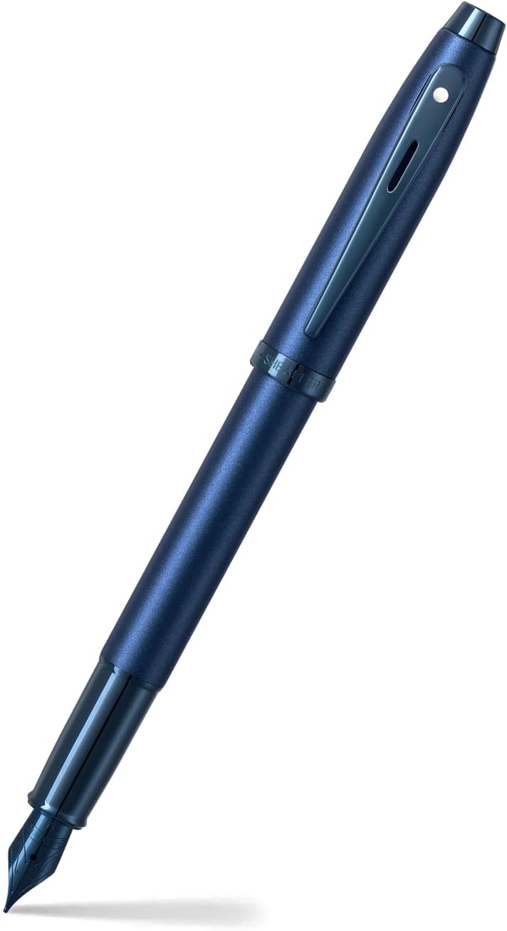 Sheaffer Gift 100 9371 Satin Blue with Blue Trim Fountain pen| Fountain Pen Fine Nib | Premium Pen Gift Set