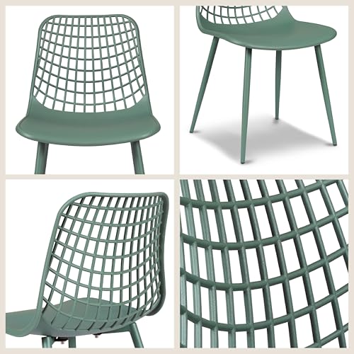 Image of Poly & BARK Marais Modern Dining Chairs Set of 4 - Mid Century Modern Plastic Dining Chair with Metal Legs - Kitchen & Dining Room Chairs - Dining Table Chairs Set - Indoor /Outdoor - Pistachio Green