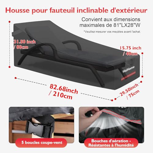 Housse de chaise longue de patio robuste et imperméable contre les intempéries - 5