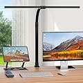 APMIEK LED Desk Lamp for Home Office - 24W Computer Lamp with Remote Control, Dual Head Desk Light Bar with Clamp, 5 Color & Brightness Adjustable, Tall Flexible Task Monitor Lighting, Black