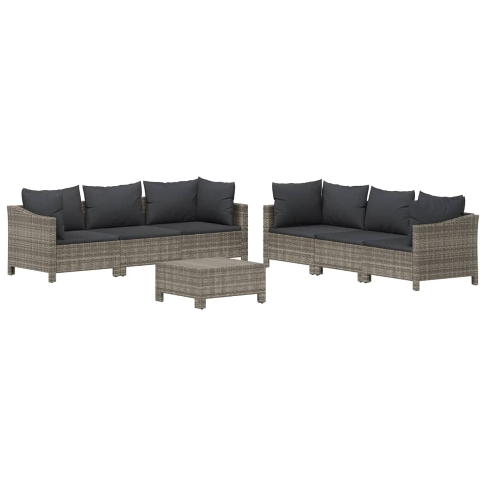 Rantry Casa Set Divani da Giardino 7 Pezzi con Cuscini in Polyrattan Grigio, Divano Letto, Divanoletto Moderno, Sofà Soggiorno Divano Letto, Divani per Esterno da Giardino, Esterno Arredamento