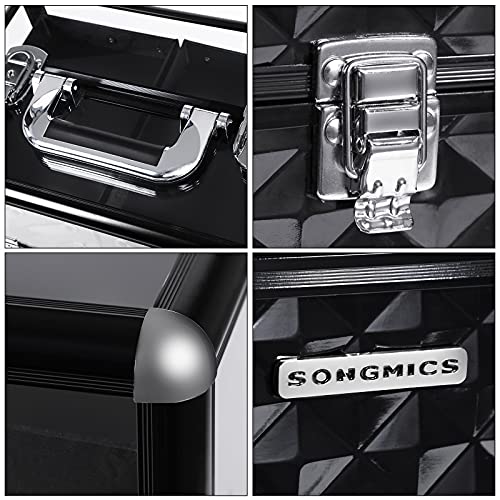 SONGMICS Maletín de Maquillaje Profesional, Organizador para Cosméticos Lujoso, Tapa Acrílica y Bandejas Extensibles, Negro JBC318B - imagen 4