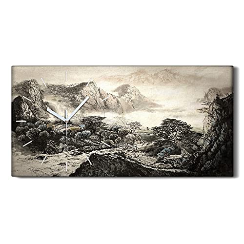 Horloge sur Toile Mains Blanches Art Moderne 60x30cm