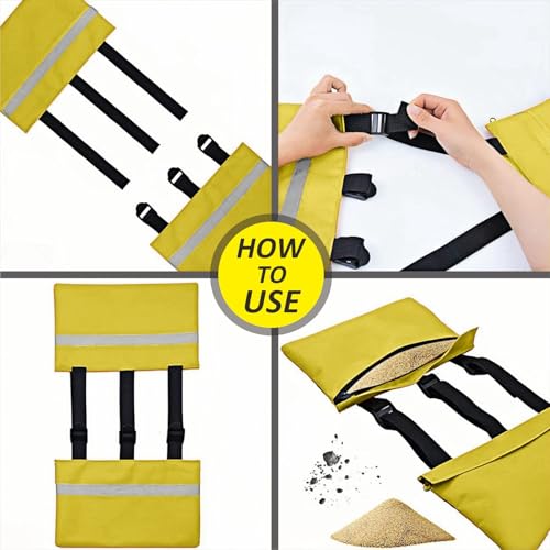 Image of 3 Pcs RV Sewer Hose Weight Bags with Reflective Strip Waste Hose Fastening Device Camper Trailer Sewer Hose Support Hold Down Prevents Dislodging and Accidental Spillage (Yellow)