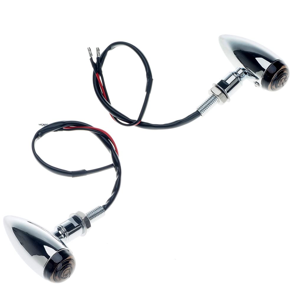 APE RACING Motorcycle turn signals Classic Bullet Style Metal Blinker Indicators Bulb Lights Universal fit Motorcycle with 10mm Holes Thread (Chrome + Smoke Lenses)