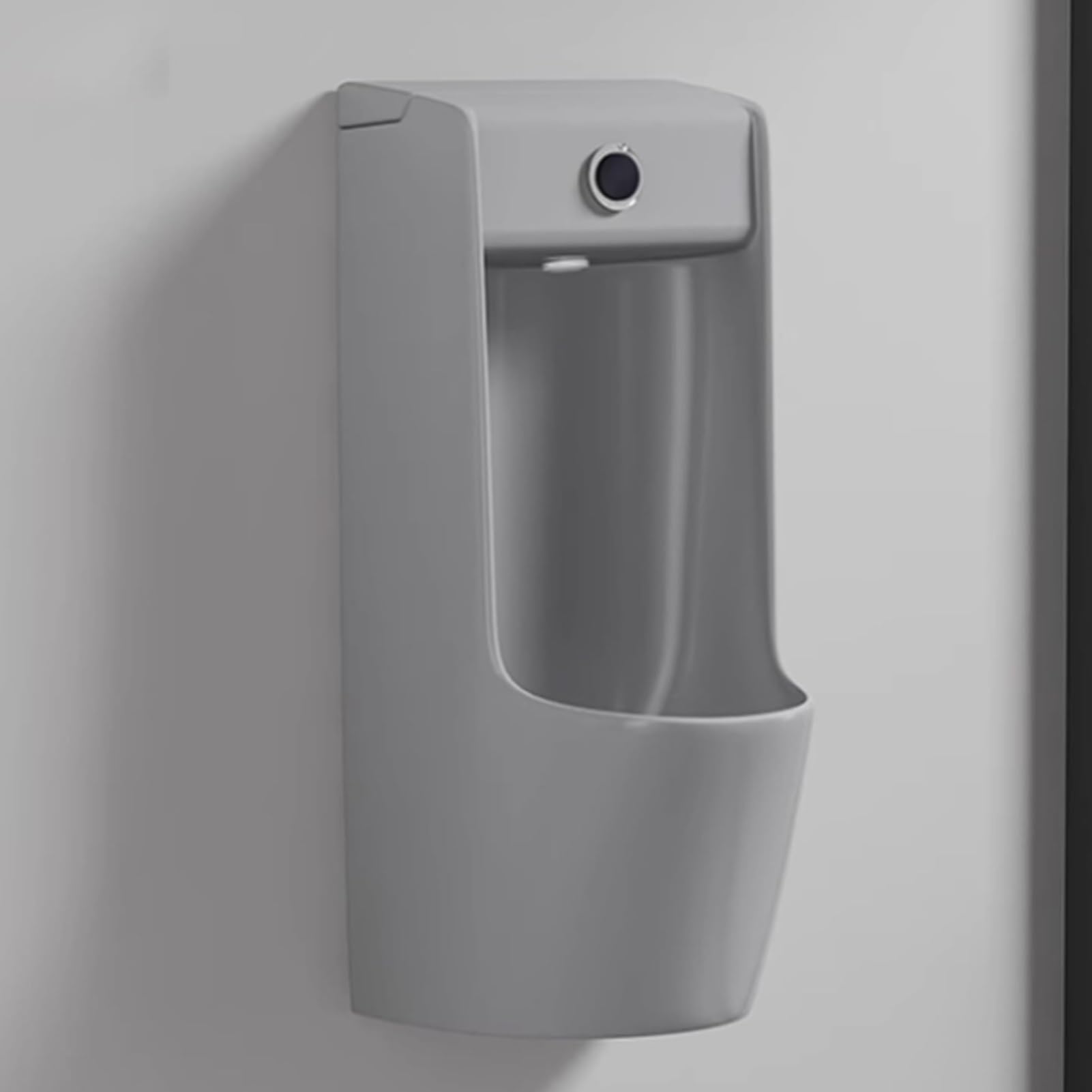 MESCXTY Commercial Washout Urinal,Wall-Mounted Ceramic Intelligent Sensor Flush Male Urinal Space-Saving(Gray)
