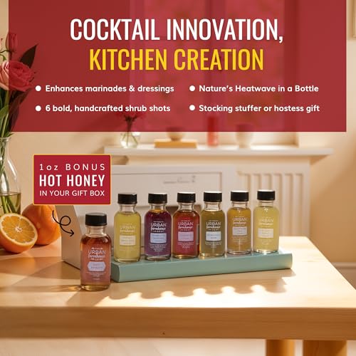 The Urban Farmhouse Co. Organic Vinegar Shrub Shot Variety Box – 1 oz Bottles – Small-Batch Apple Cider Drinking Vinegar with Herbs & Spices – No Sugar Added – Cocktail Mixer, Gut Health Tonic – Holiday Gift Set (7 Shots – Classic) - Thumbnail 5