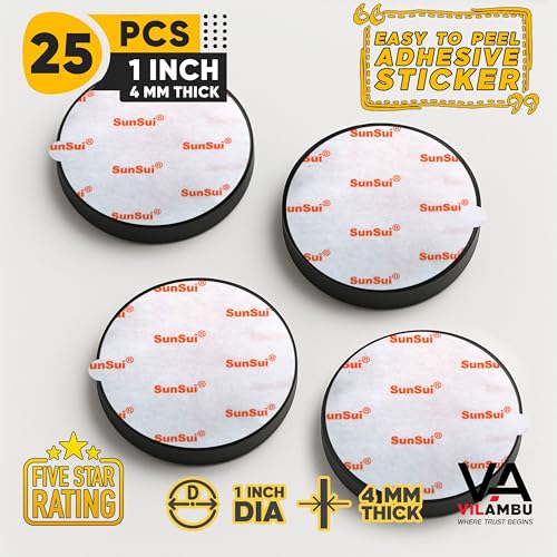 Image of Self Adhesive Disc Magnets - 1 Inch Size x 4 mm, 25 PCS | Round Peel & Paste Fridge Magnets for Art Crafts, DIY Projects, School Science Experiments, Office, Classroom, Home Decor Organization