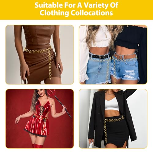 EVKILKJS Waist Chain Belt for Women Metal O-Ring Adjustable Fashion Body Belly Link Belt Chain for Jeans Dress4