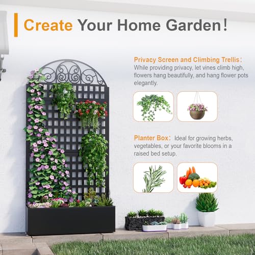 Metal Planter Box with Trellis & Privacy Screen, 79"x40"x11.8", Galvanized by IYEZIGI - Used condition - Image 5