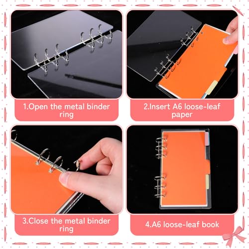 2 Stück Ringbuch A6 Transparent A6 Ring Binder, 6 Ring Weich Notizbuch Binder, Wasserdicht Ringbuch Nachfüllbares Für Notebook, Büro, Scrapbooking