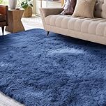 XSIVOD Area Rugs for Living Room, Ultra Soft Bedroom Floor Carpet, Luxury Fluffy Shag Lounge Rug Ideal for Bedroom, Nursery, Kids Baby Room, 120x160cm, Cobalt Blue