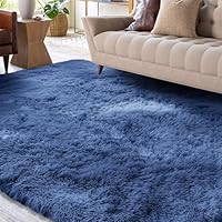 XSIVOD Area Rugs for Living Room, Ultra Soft Bedroom Floor Carpet, Luxury Fluffy Shag Lounge Rug Ideal for Bedroom, Nursery, Kids Baby Room, 80x160cm, Cobalt Blue