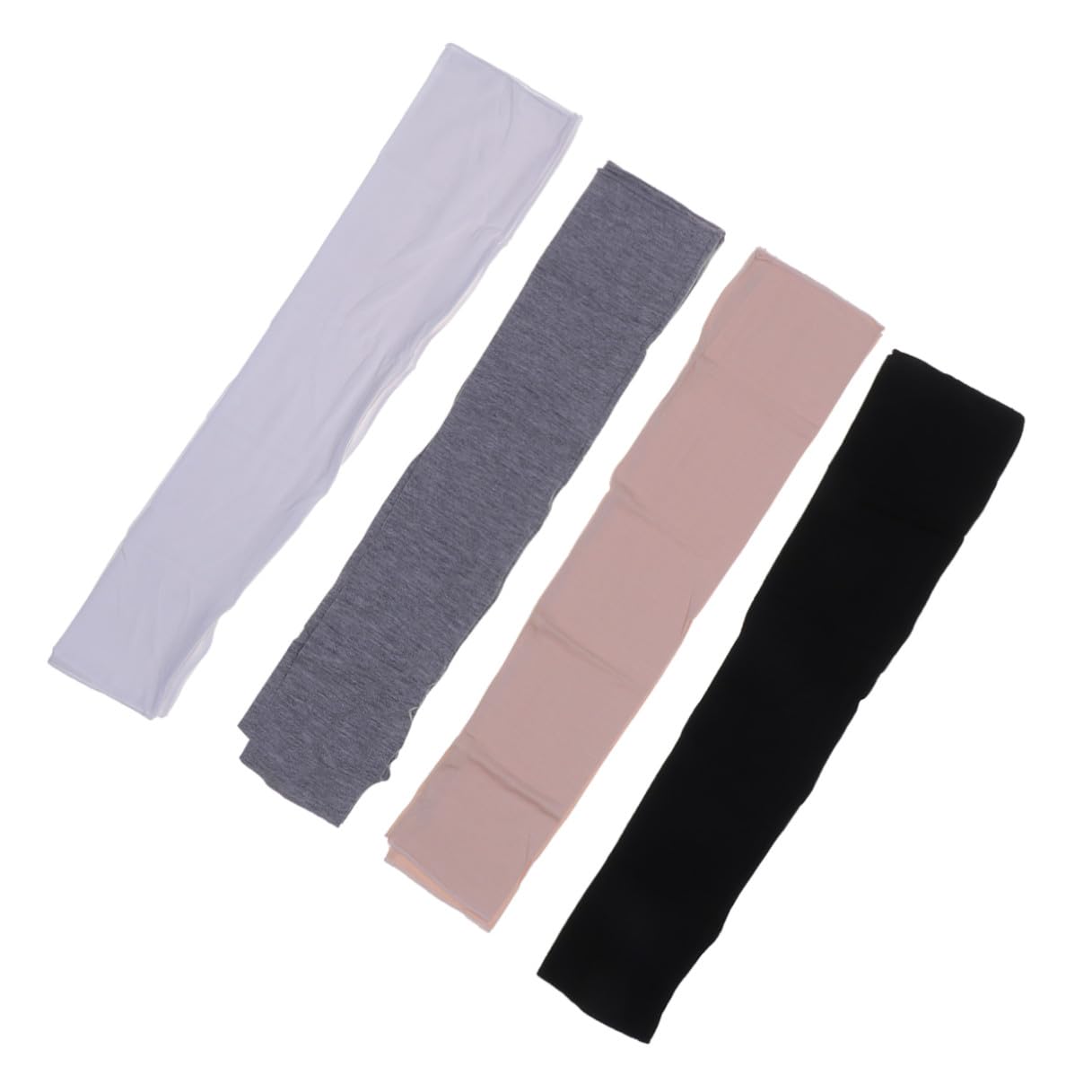 DOITOOL 4 Paia Guanti Lunghi Protezione Solare in Cotone, Guanti Mezze Dita Anti-uv per Ciclismo e Sport All’aperto, Bracciolo Elastico, Traspiranti, Colori Nero Bianco Grigio