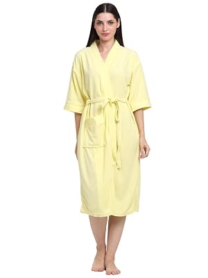 CREEVA Everyday Unisex Micro Terry Bathrobe Collection With kimono collar and 1 Pocket, 3/4 Sleeve Bath Robe Super Soft 