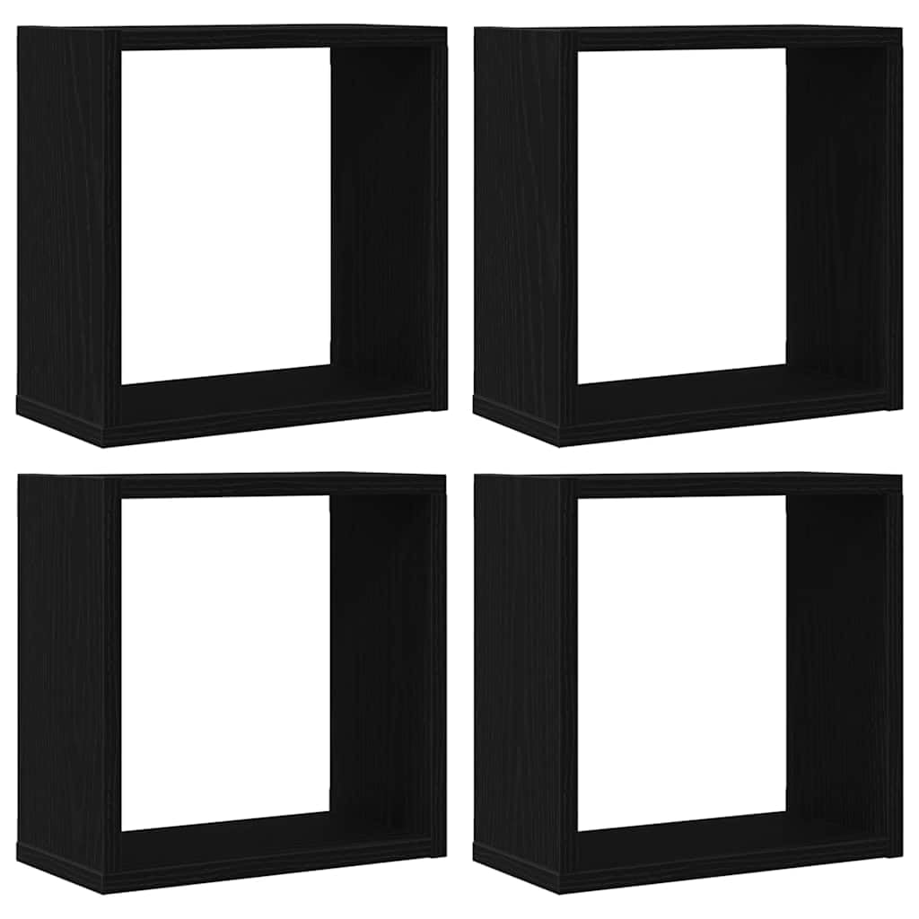 Gecheer Mensole a cubo da Parete, salvaspazio Funzionali 30x15x30 cm in Legno Tecnico Rovere Nero, mensole modulari per Soggiorno Camera da Letto Ufficio