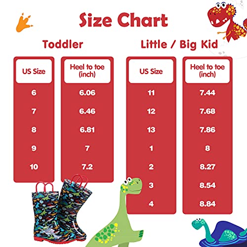 Colorxy Kids Rain Boots For Boys Waterproof Toddler Rain Boots With Easy-On Handles, Dinosaur Size Little Kid 2 #TOP7