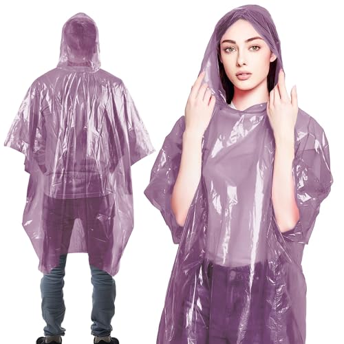 Image of ABC PACK & SUPPLY Disposable Rain Ponchos for Adults, Pink Hooded Rain Poncho, One Size, Polyethylene 0.02mm, Individually Wrapped, Bulk Pack of 200