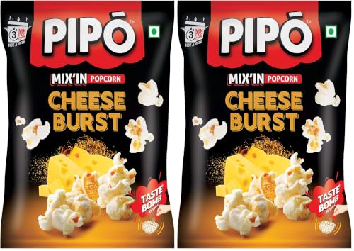 Image of PIPO Mix'in Instant Popcorn with Taste Bomb, Cheese Burst Pouch, 60 g (Pack of 2)