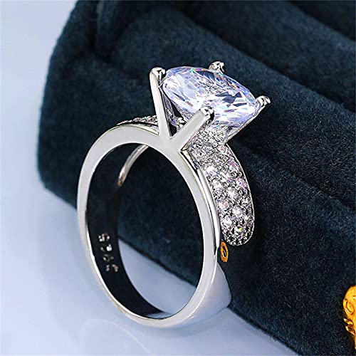 925 Sterling Silver Shiny Gem Ring Cubic Zirconia Rings CZ Diamond Multi Row Ring Eternity Engagement Wedding Band Ring for Women (US Code 9)3