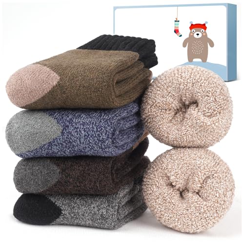 URECOVER Thermosocken Herren Wollsocken Vatertagsgeschenk für Papa: 5-Pk Wintersocken Herren 39-42, Opa Papa Geschenk Vatertag für Männer Herrentagsgeschenke Mann Geburtstagsgeschenk für Männer