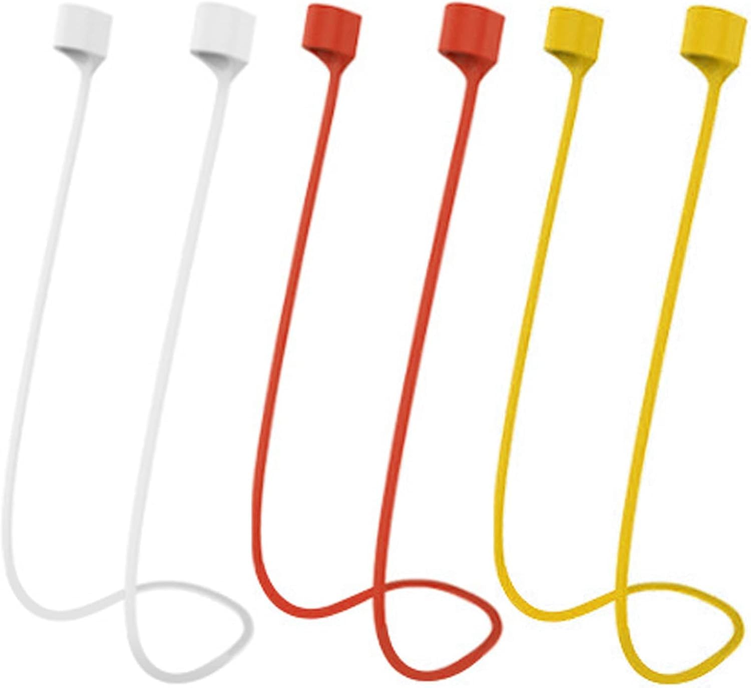 Magnetic Airpod Strap,Anti-Lost Lanyard for Airpods pro/2/3 Soft Silicone Sport Airpod Neck Strap Cord Holder Strap for Running,Fitness,Dancing 3 Pcs(White/Red/Yellow)