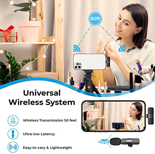 Mini Wireless Lavalier Microphone For Iphone & Ipad - Professional Clip-On Lapel Mic For Podcasts, Singing, Kids - Cordless Omnidirectional Noise Reduction Denoise Condenser Recording #TOP6