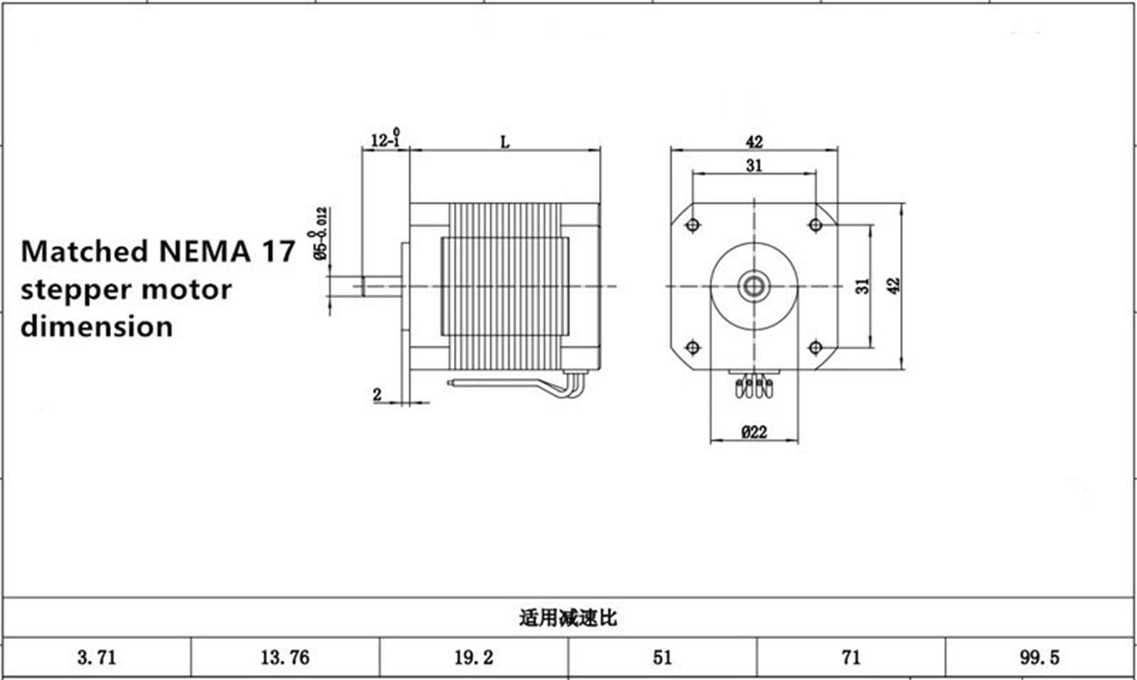 IBOWZ Planetengetriebe Untersetzungsgetriebe, Speed Box 42-mm-Schrittmotor-Planeteneinheit, NEMA 17-kompatibel zur Verbesserung des Getriebemotors für 3D-Drucker