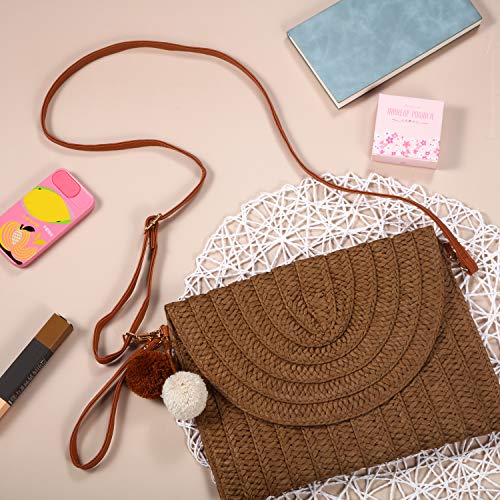 Image of Frienda Straw Purses for Women Straw Clutch Crossbody Bag Summer Beach Shoulder Bag Woven Envelope Wallet Handbags