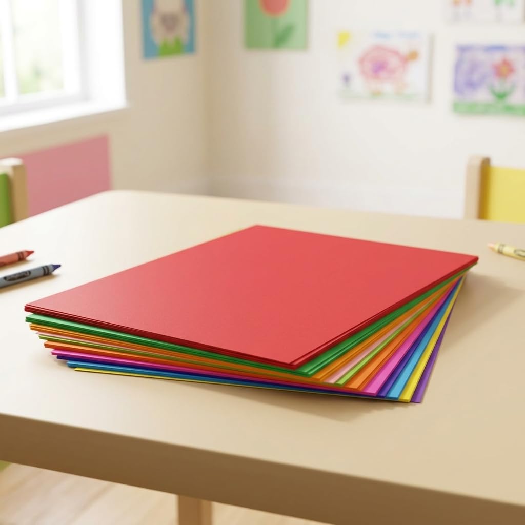 Papier Cartonné A4 Couleur, Papier Scrapbooking pour Loisirs Créatifs, 10 Couleurs Vives, Feuilles Robustes, Rose vif