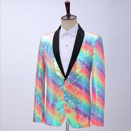 Sequin Suit Jacket for Men Shiny Blazer One Button Sparkly Formal Tuxedo Jackets for Disco Party, Prom, Dinner2
