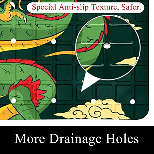 Tapis de bain pour s'asseoir : solution antidérapante douce dragon vert