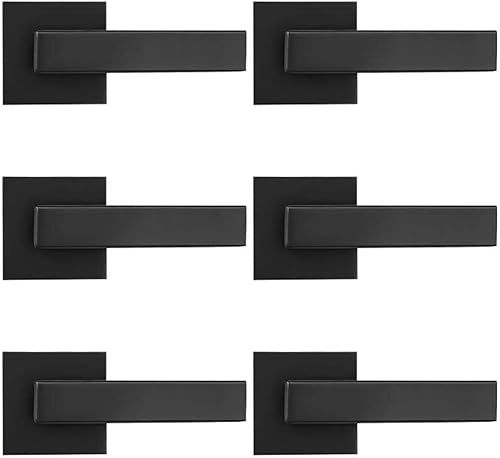 Probrico Paquete de 4 manijas cuadradas falsas para puerta interior que no giran, manijas de puerta de armario de un solo lado, color negro mate