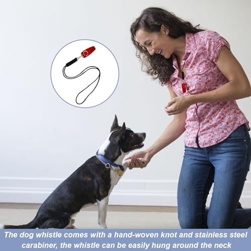 Hoonimo 2 Stück hundepfeife rückruf, hundepfeife hochfrequenz lautlos, 2 in 1 hundepfeifen mit Umhängeband, Laut und Weitreichend, Pfeife Hund rückruf, für Hundeerziehung (Schwarz und Rot)