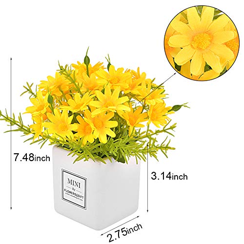 Aifusi Artificial Flowers, Daisy Flower With Vase Silky Artificial Daisies Bouquet Fake Plant Bonsai For Home Office Wedding Decoration, Table Centerpieces Arrangement, Windowsill Decor #TOP4