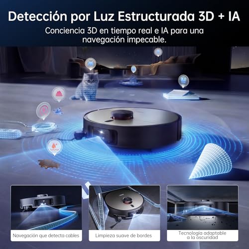 JONR 20000 Pa X9 Pro Robot Aspirador con Rodillo, Equipado con Rodillo Limpiador Roller, autolavado Continuo Agua Fresca, Limpieza Agua 40-75℃, detección obstáculos IA. (M)