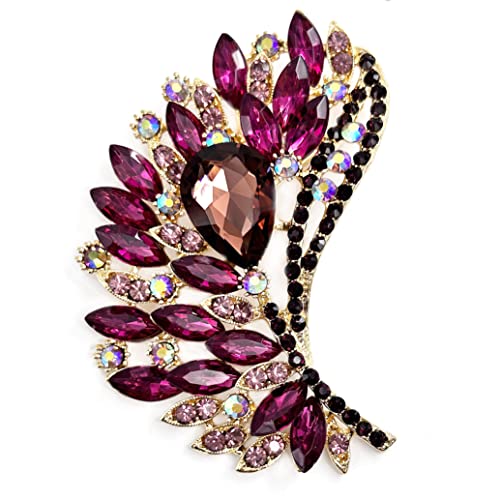 Image of SELOVO Rhinestone Crystal Big Large Brooch Pin Jewerly Accessory Gold Tone