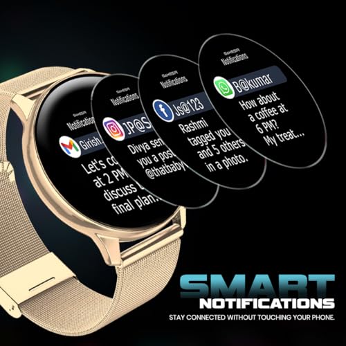 Image of GameSir Evo Vista Smartwatch, 1.39 inch HD Round Display, Bluetooth Calling, Heart Rate & SPO₂, 100+ Sports Modes, IP67, Long Battery Life for Men & Women (Millanese Gold)