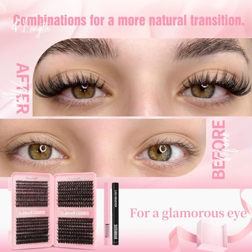 Sixstarhair Faux Cils Kit Extension Cils avec Colle et Remover 544 Pièces – vue 6